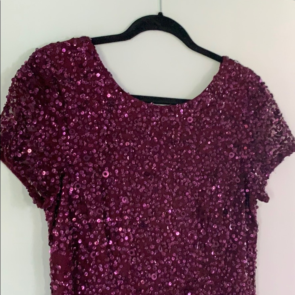 Adrianna Papell Scoop Back Sequin Gown